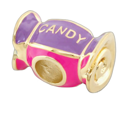 Gabriella Beads Candy bead charm in purple pink with gold trim by Lauren G Adams on Tampa Home & Garden Store