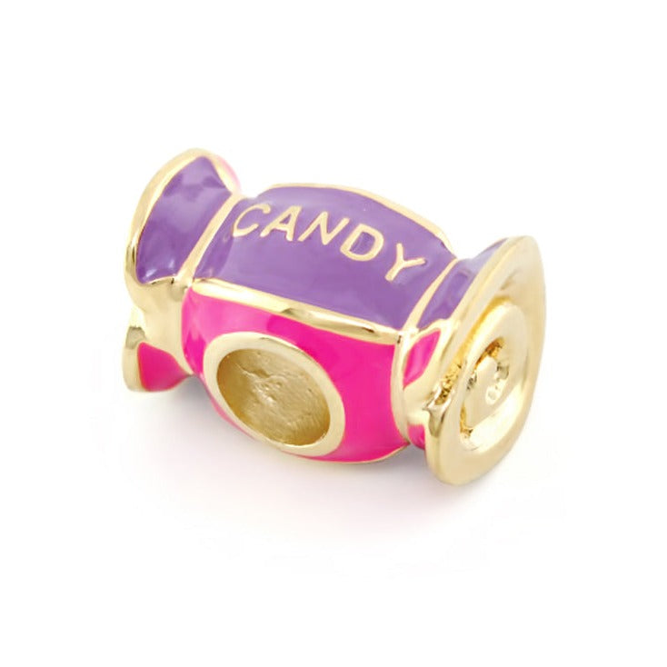 Gabriella Beads Candy bead charm in purple and pink enamel with gold tone by Lauren G Adams on Tampa Home & Garden Store