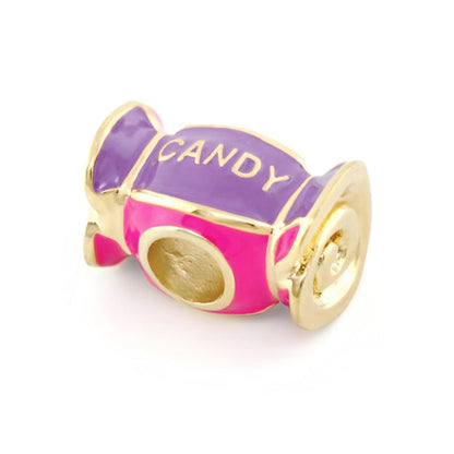 Gabriella Beads Candy bead charm in purple and pink enamel with gold tone by Lauren G Adams on Tampa Home & Garden Store