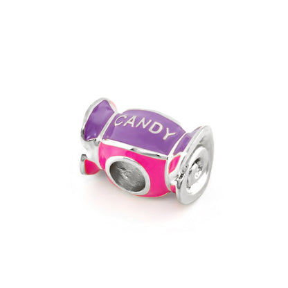 Gabriella Beads Candy bead charm in purple and pink enamel with silver core on Tampa Home & Garden Store