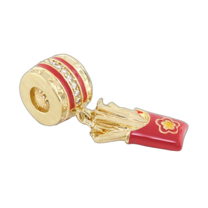 Gabriella Beads French Fries charm gold-tone with red enamel stripes and crystal accents on Tampa Home & Garden Store