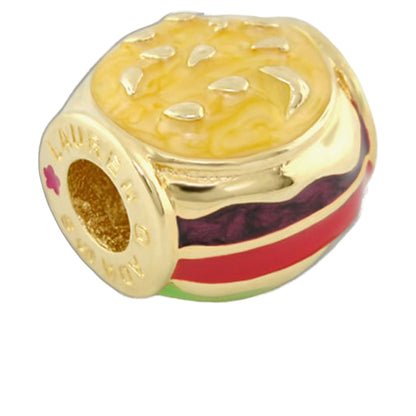 Gabriella Beads Hamburger charm gold-tone metal with sesame seed accents by Lauren G Adams on Tampa Home & Garden Store