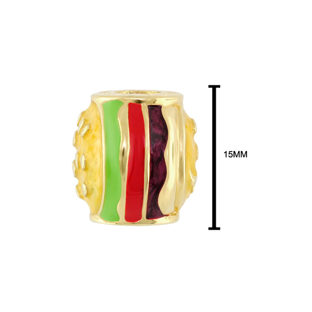 Gabriella Beads hamburger charm, gold plated with green red enamel, Lauren G Adams on Tampa Home & Garden Store