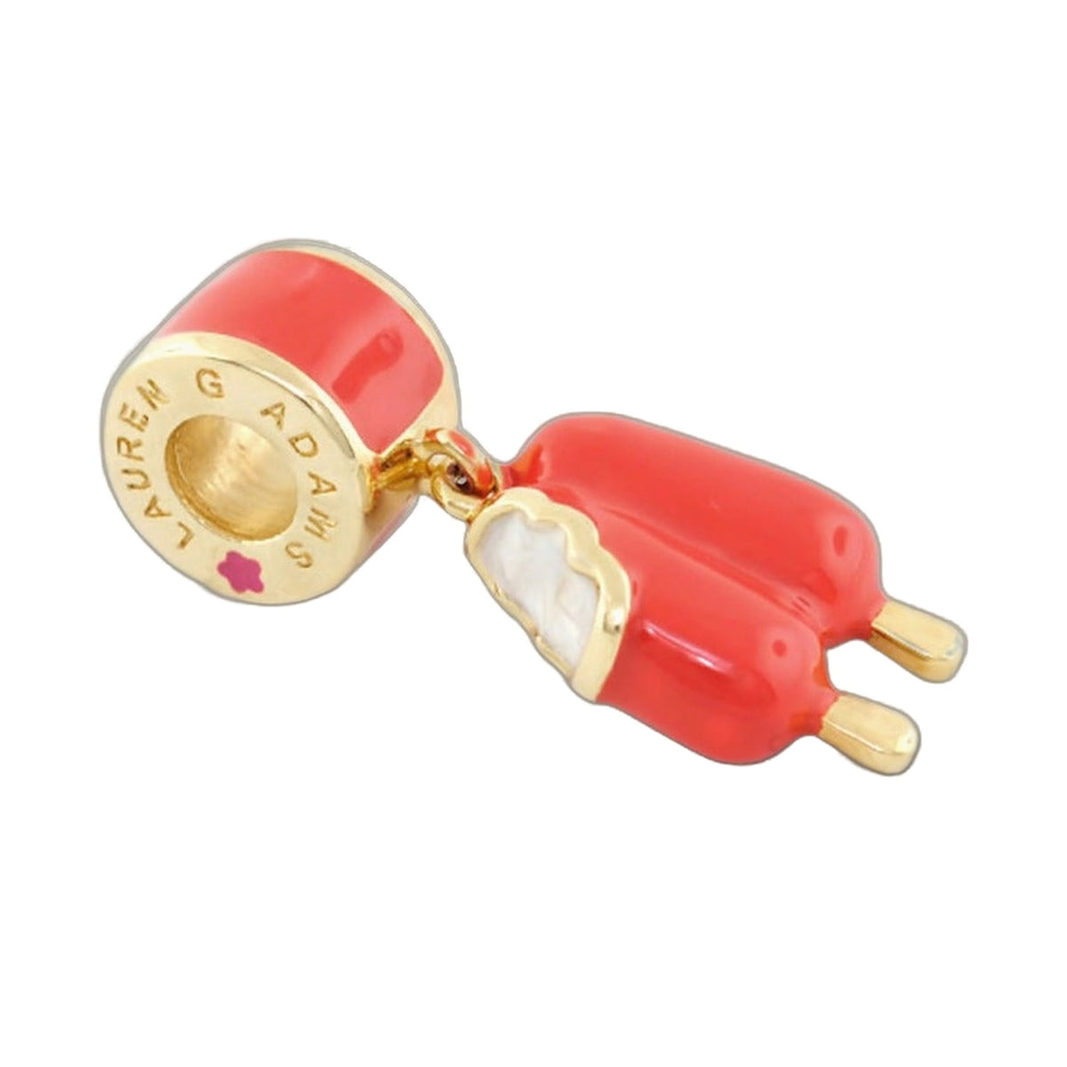 Gabriella Beads Dreamsicle charm for Lauren G Adams bracelet pink bead with gold cap on Tampa Home & Garden Store