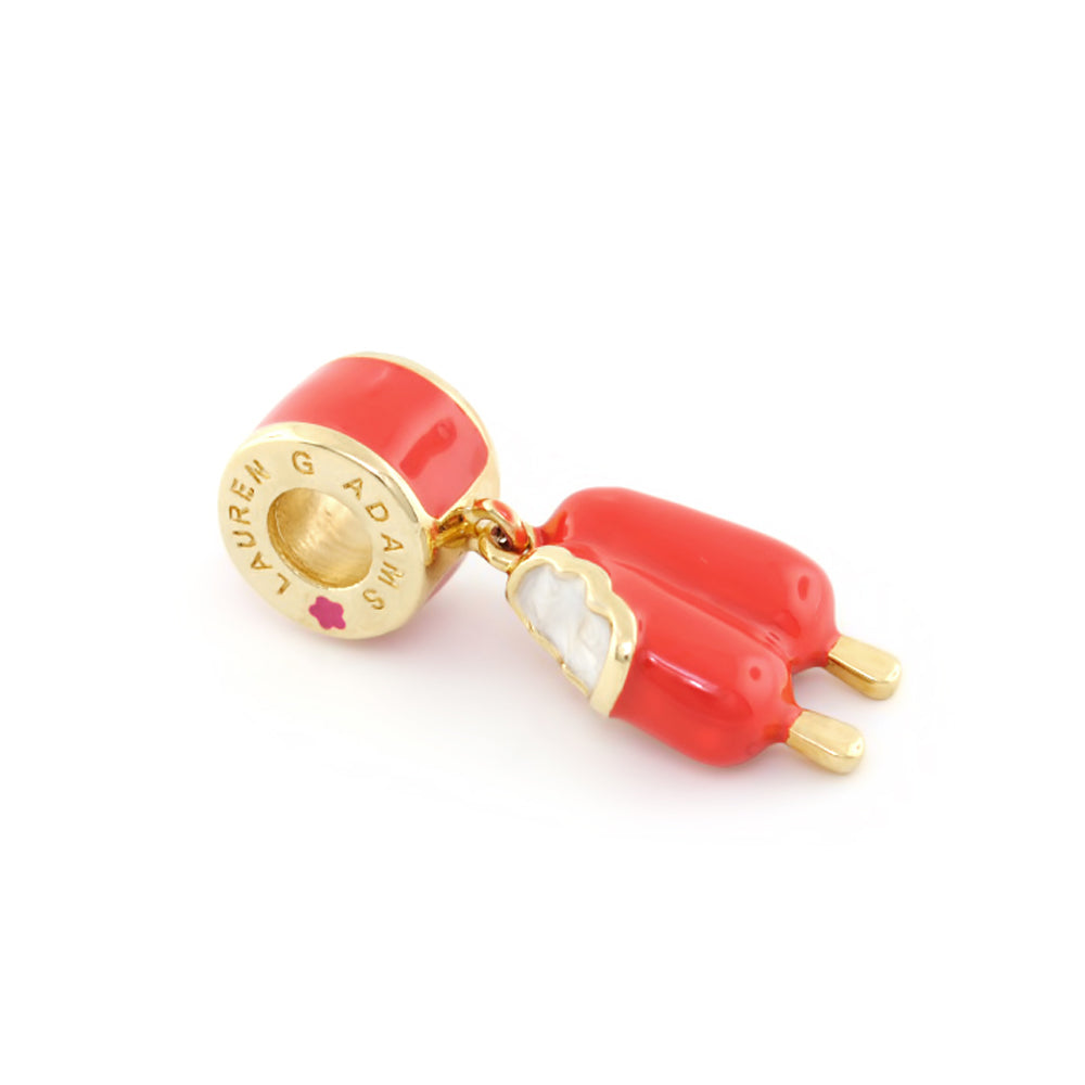 Gabriella Beads Dreamsicle 2 red enamel charms for Lauren G Adams Charms Bracelet with gold trim on Tampa Home & Garden Store