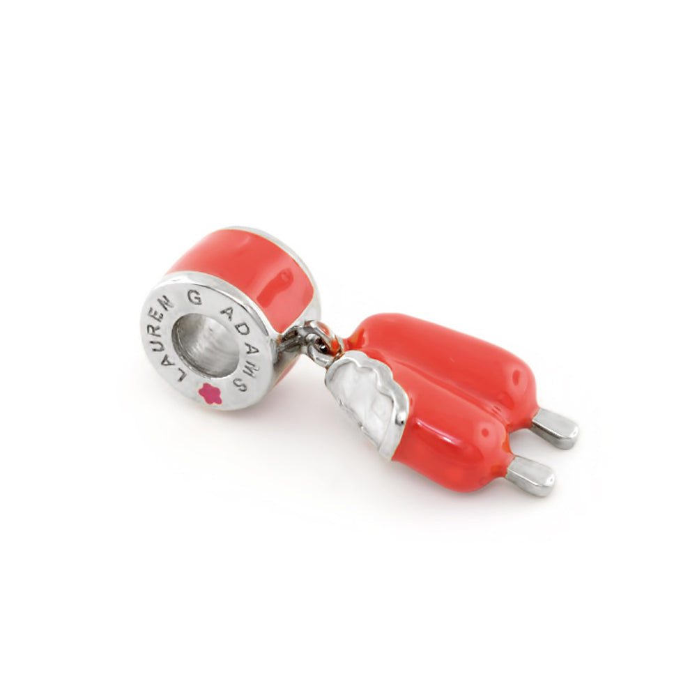Gabriella Beads Dreamsicle charm bead for bracelets red enamel with silver cap Lauren G Adams on Tampa Home & Garden Store