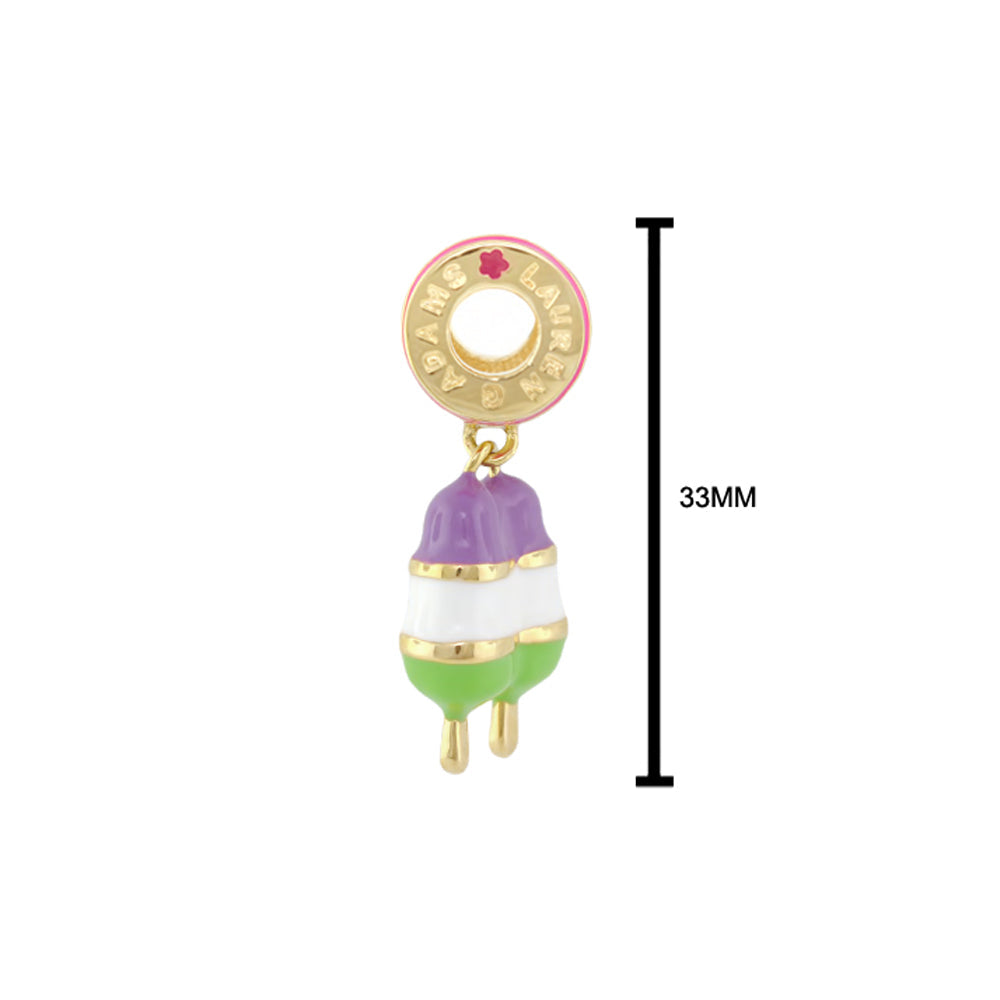 Gabriella Beads Popsicle charm by Lauren G Adams purple-white-green with gold bands on Tampa Home & Garden Store