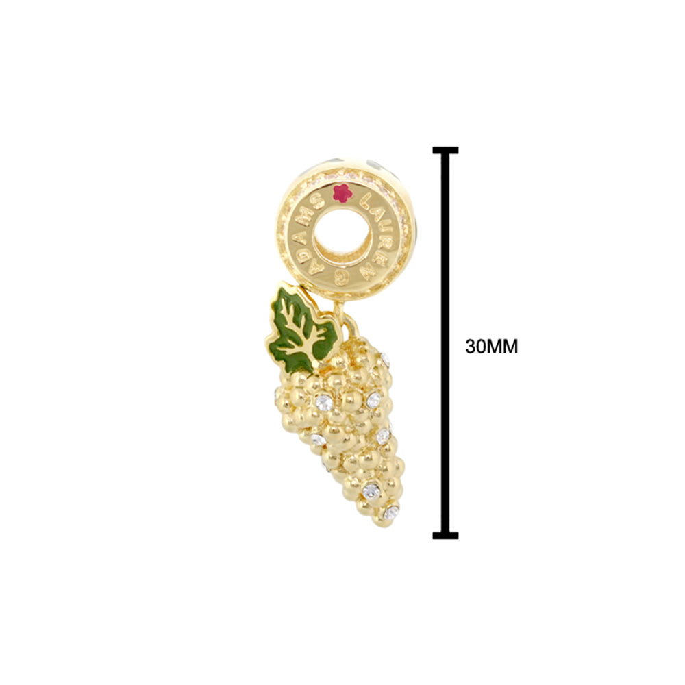 Gabriella Beads Grapes charm pendant gold with green leaf and crystal accents by Lauren G Adams on Tampa Home & Garden Store