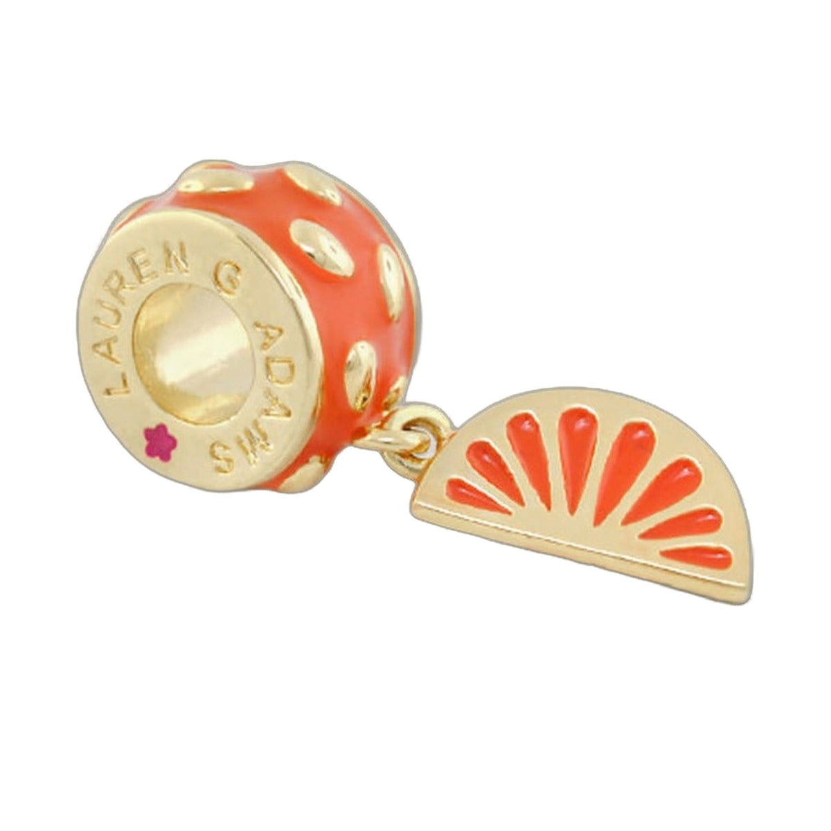 Gabriella Beads orange slice charm bead by Lauren G Adams; gold-tone accents on Tampa Home & Garden Store