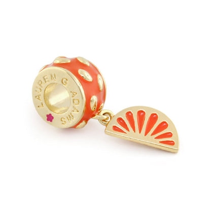 Gabriella Beads Orange charm bead Lauren G Adams, gold-tone orange enamel sunburst pendant on Tampa Home & Garden Store