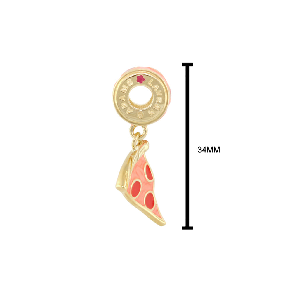 Gabriella Beads gold-tone pizza slice charm with pink enamel for Lauren G Adams bracelets on Tampa Home & Garden Store