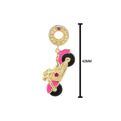 Gabriella Beads motorcycle charm pendant gold-tone pink black wheels Lauren G Adams Charms on Tampa Home & Garden Store