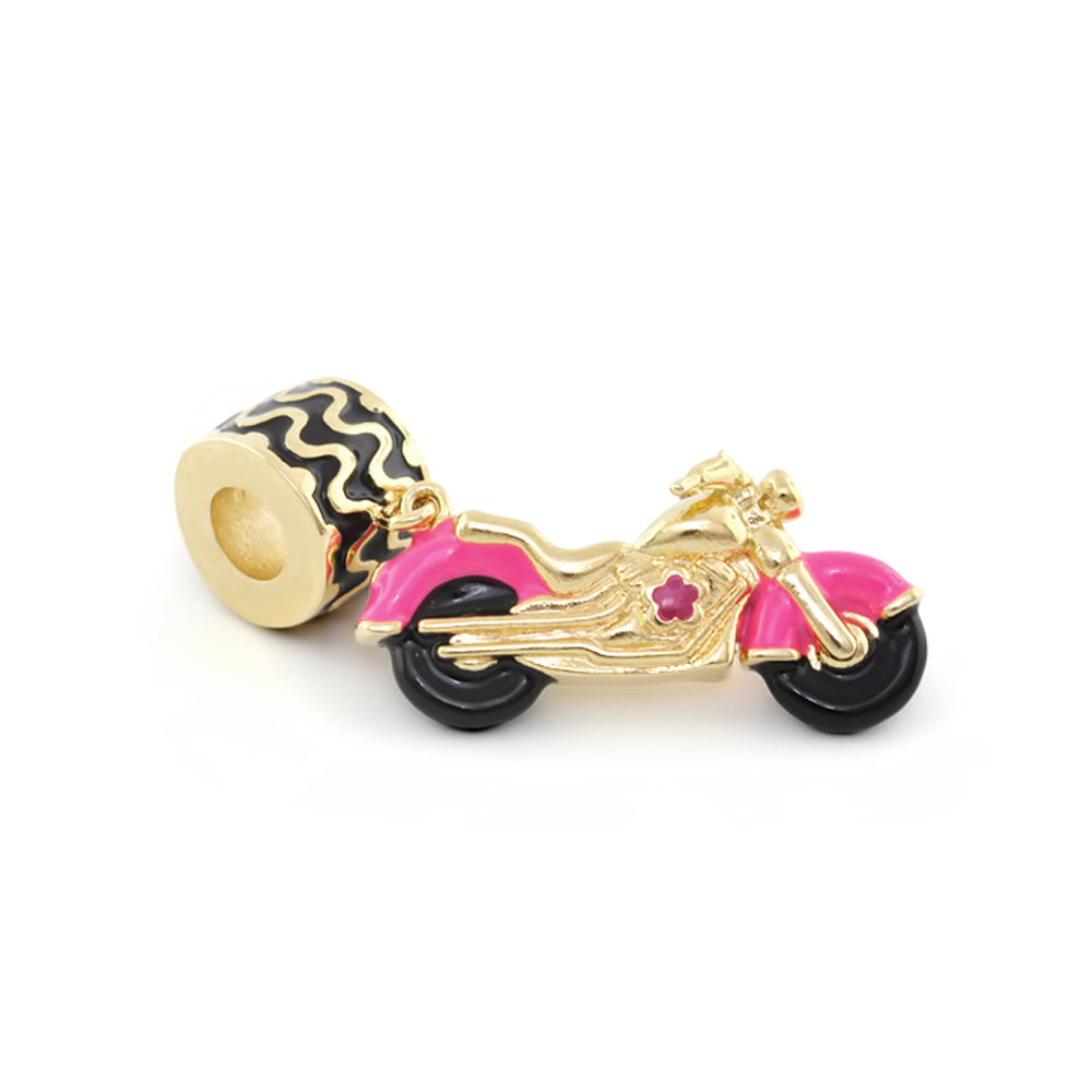 Gabriella Beads motorcycle charm pink gold black wheels Lauren G Adams Charms Pendants on Tampa Home & Garden Store