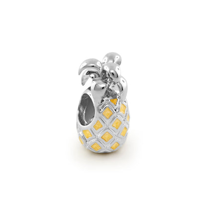 Gabriella Beads pineapple charm bead, silver-tone with yellow enamel lattice on Tampa Home & Garden Store