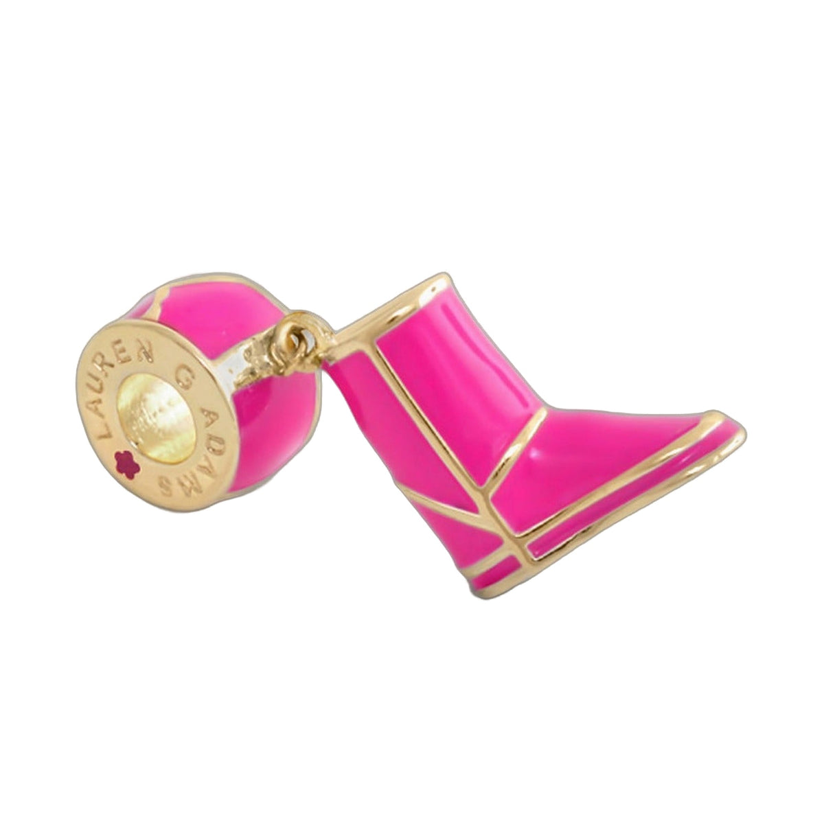 Gabriella Beads Boot charm for bead bracelets by Lauren G Adams in pink enamel with gold-tone trim on Tampa Home & Garden Store