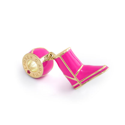 Gabriella Beads Boot charm bead pink enamel with gold trim by Lauren G Adams on Tampa Home & Garden Store
