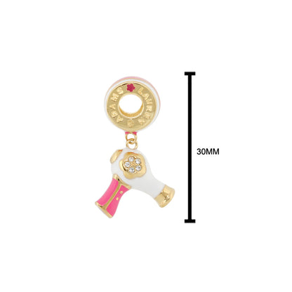 Gabriella Beads Hair Dryer charm pink and white enamel with crystal accents by Lauren G Adams on Tampa Home & Garden Store