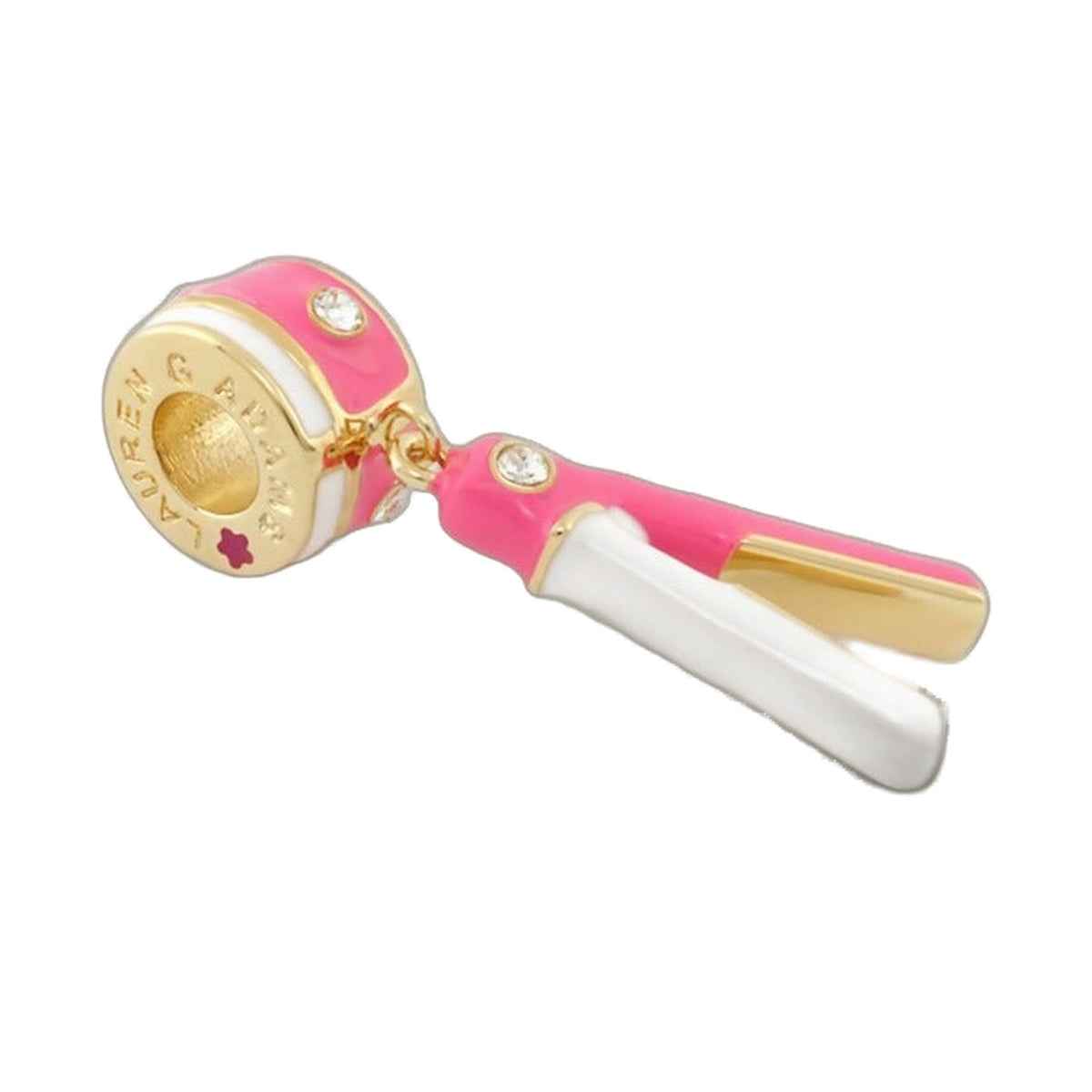 Gabriella Beads Hair Iron charm pink enamel with gold-tone trim crystals Lauren G Adams on Tampa Home & Garden Store
