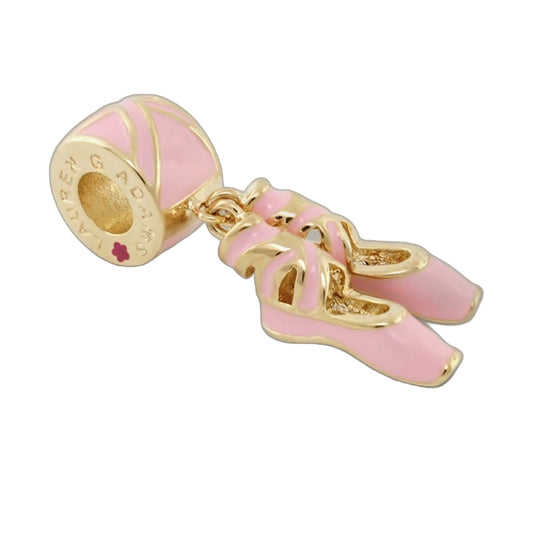Gabriella Beads ballerina shoe charm pink enamel with gold trim by Lauren G Adams on Tampa Home & Garden Store