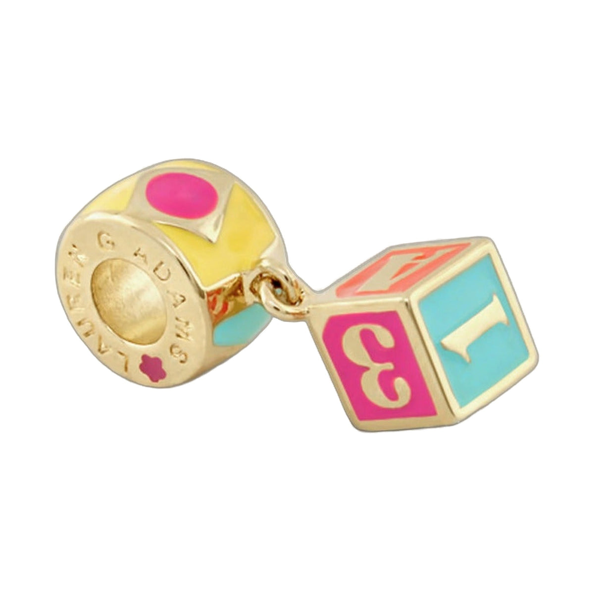 Gabriella Beads Number Block charm set of 3 pastel blocks and a gold disc by Lauren G Adams on Tampa Home & Garden Store