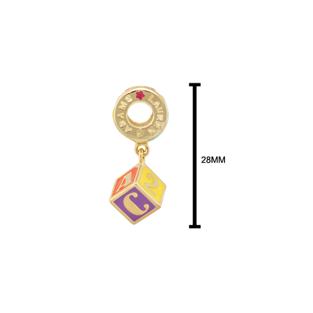 Gabriella Beads Number Block charm by Lauren G Adams, gold-tone ring with enamel cube on Tampa Home & Garden Store
