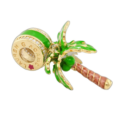 Gabriella Beads Palm Tree charm pendant, green enamel with gold-tone trim by Lauren G Adams on Tampa Home & Garden Store