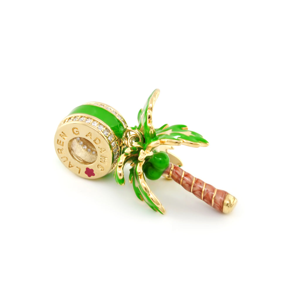 Gabriella Beads Palm Tree charm gold-tone with green enamel leaves trunk Lauren G Adams on Tampa Home & Garden Store