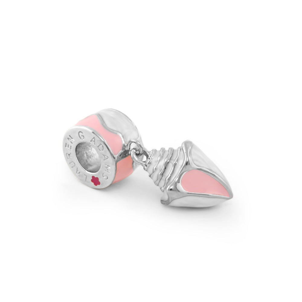 Gabriella Beads Seashell charm, two-piece pink enamel with silver-tone metal by Lauren G Adams on Tampa Home & Garden Store