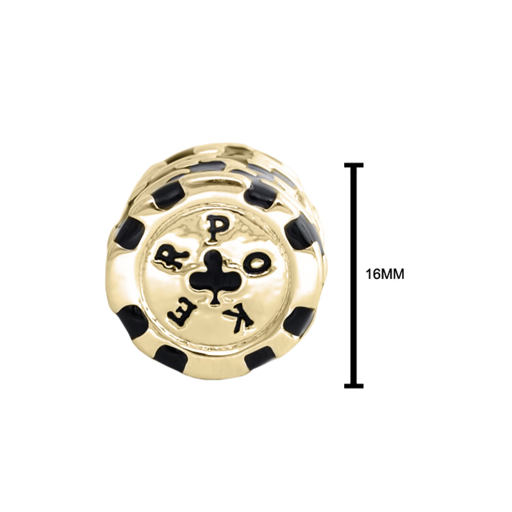 Gabriella Beads poker chips charm bead by Lauren G Adams in gold-tone with black enamel accents on Tampa Home & Garden Store