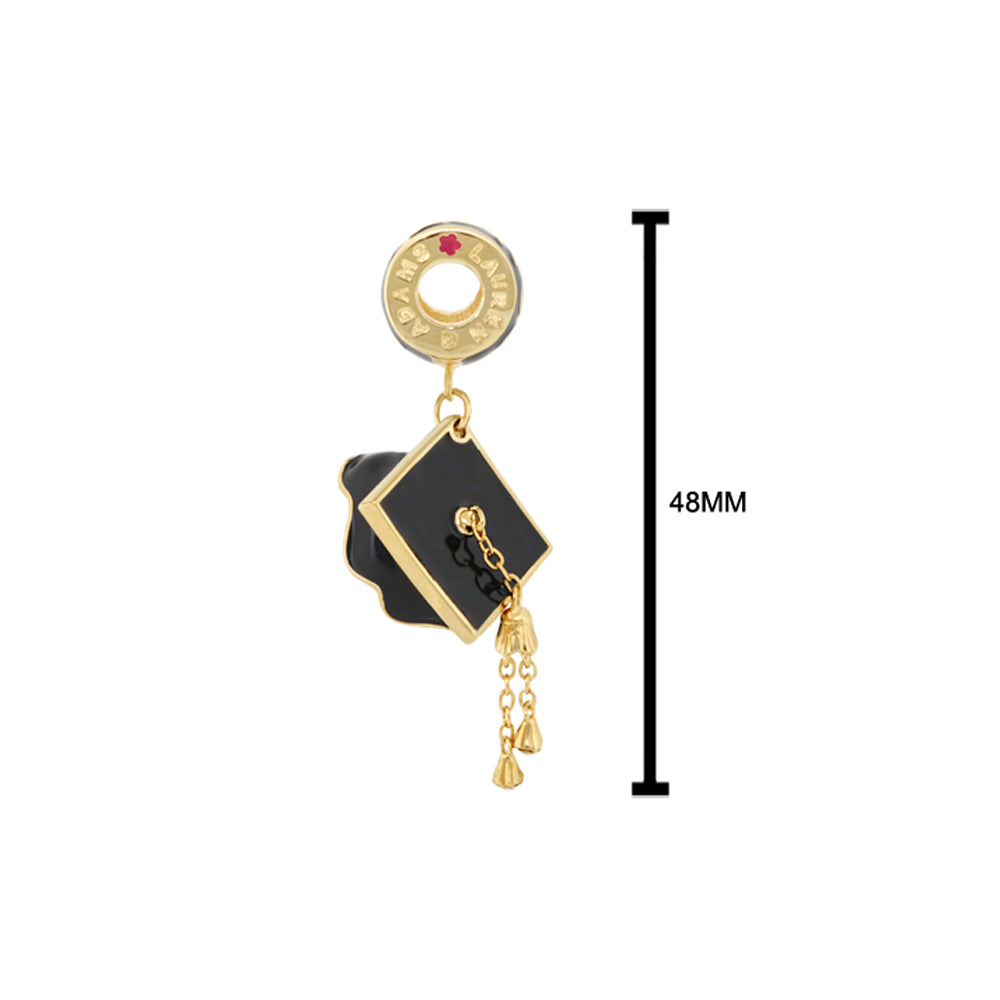 Gabriella Beads Graduation Cap charm, gold-tone with black enamel, tassel, Lauren G Adams on Tampa Home & Garden Store