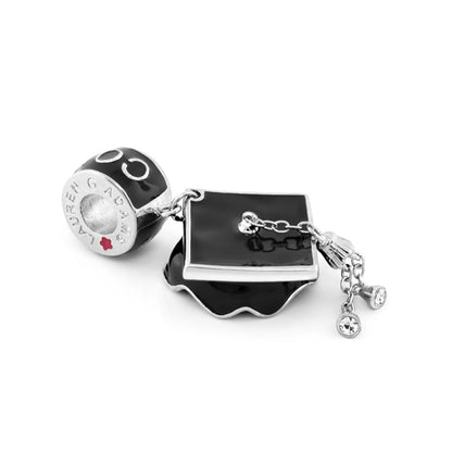 Gabriella Beads Graduation Cap charm by Lauren G Adams in black enamel with silver cap chain on Tampa Home & Garden Store