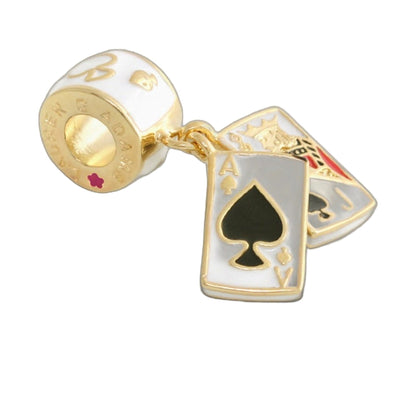 Gabriella Beads Cards bead bracelet charm with white and gold bead and spade card charm on Tampa Home & Garden Store