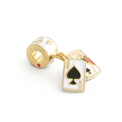 Gabriella Beads Cards Ace of Spades charms with gold edges and gold bead by Lauren G Adams on Tampa Home & Garden Store