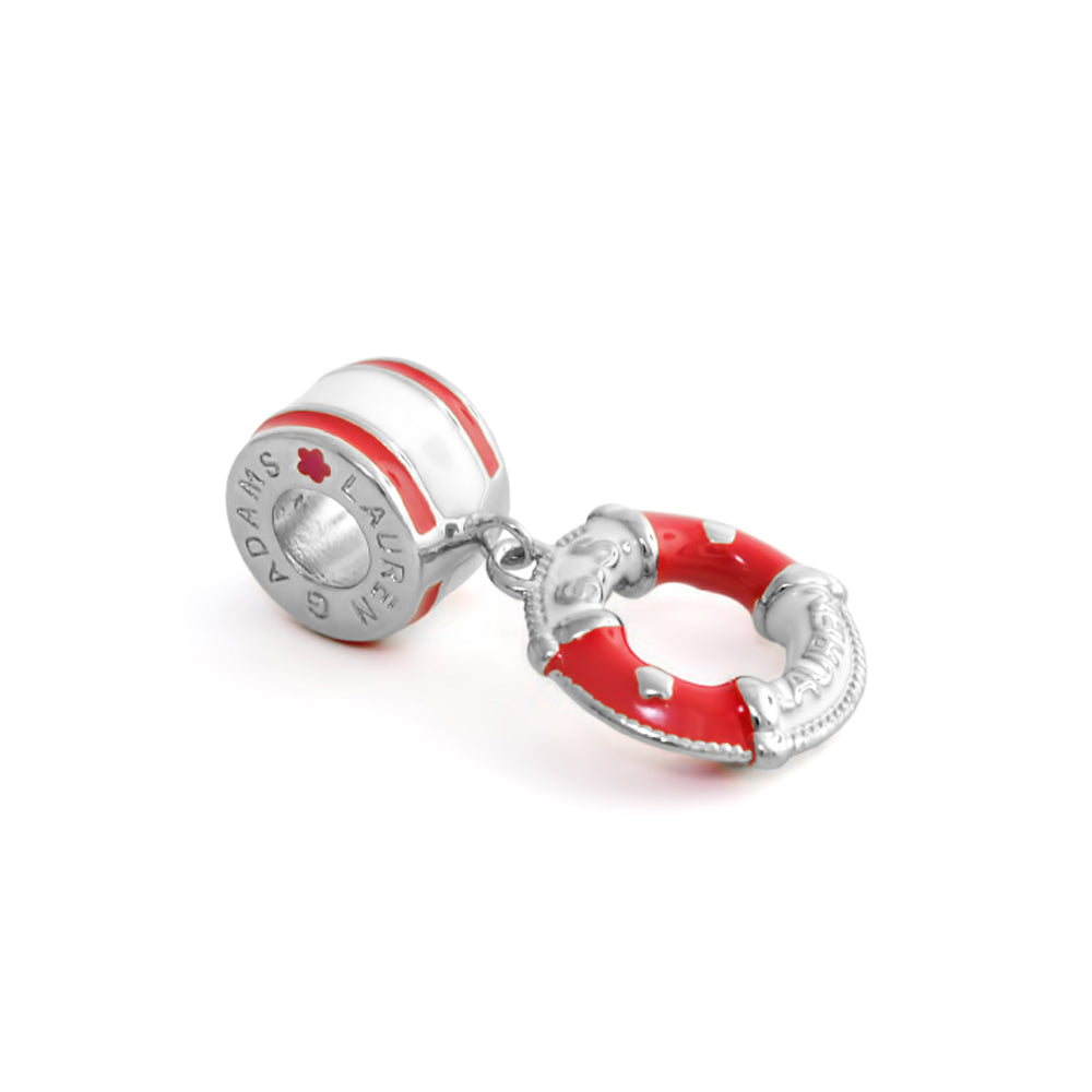 Gabriella Beads Life Saver charm, red enamel lifebuoy with silver ring, Lauren G Adams on Tampa Home & Garden Store