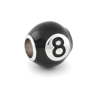 Gabriella Beads 8 Ball charm bead, black sphere with silver 8, Lauren G Adams Collection on Tampa Home & Garden Store