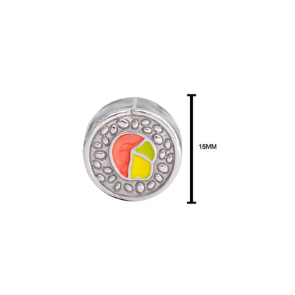Gabriella Beads sushi roll charm, silver-tone with orange and yellow enamel, 15mm on Tampa Home & Garden Store