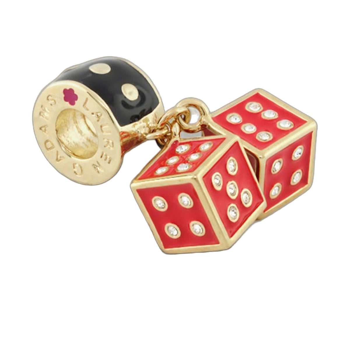 Gabriella Beads dice charm red enameled dice with crystal dots, gold-tone bead Lauren G Adams on Tampa Home & Garden Store