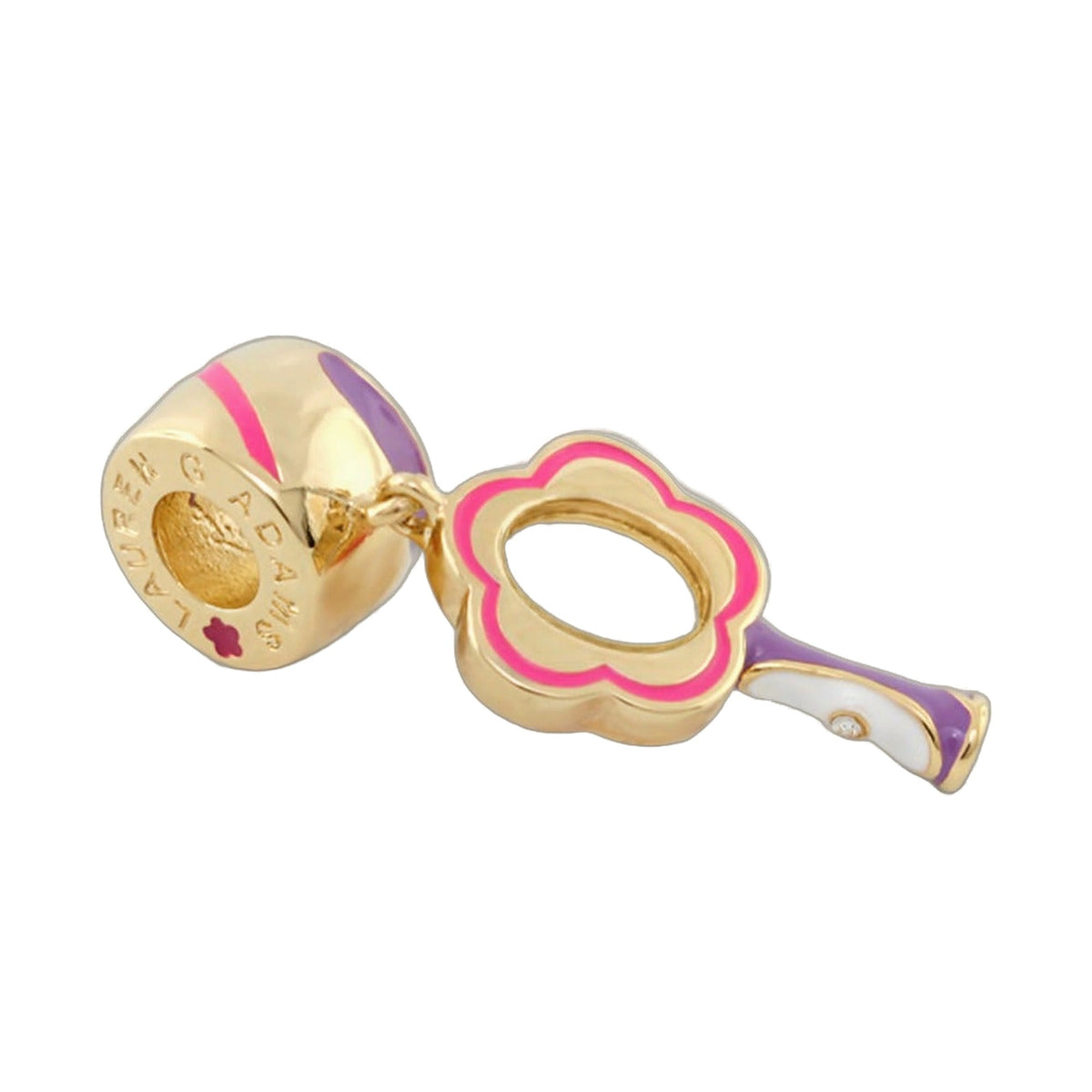 Gabriella Beads Mirror bead for charms bracelet gold with pink enamel by Lauren G Adams on Tampa Home & Garden Store