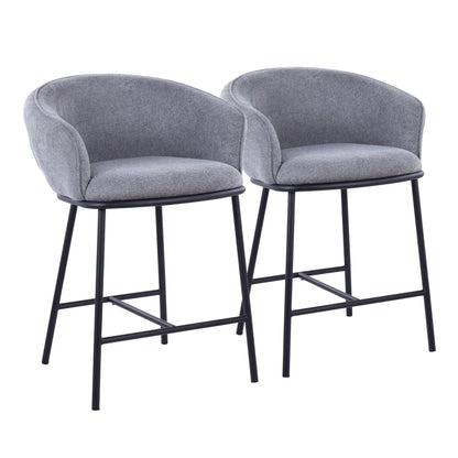 Ashland Contemporary Counter Stool set of 2, gray fabric upholstery with black metal legs on Tampa Home & Garden Store