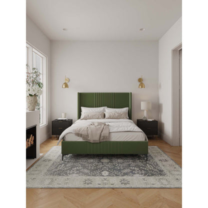 Promenade upholstered bed with green headboard and slats in a stylish bedroom on Tampa Home & Garden Store
