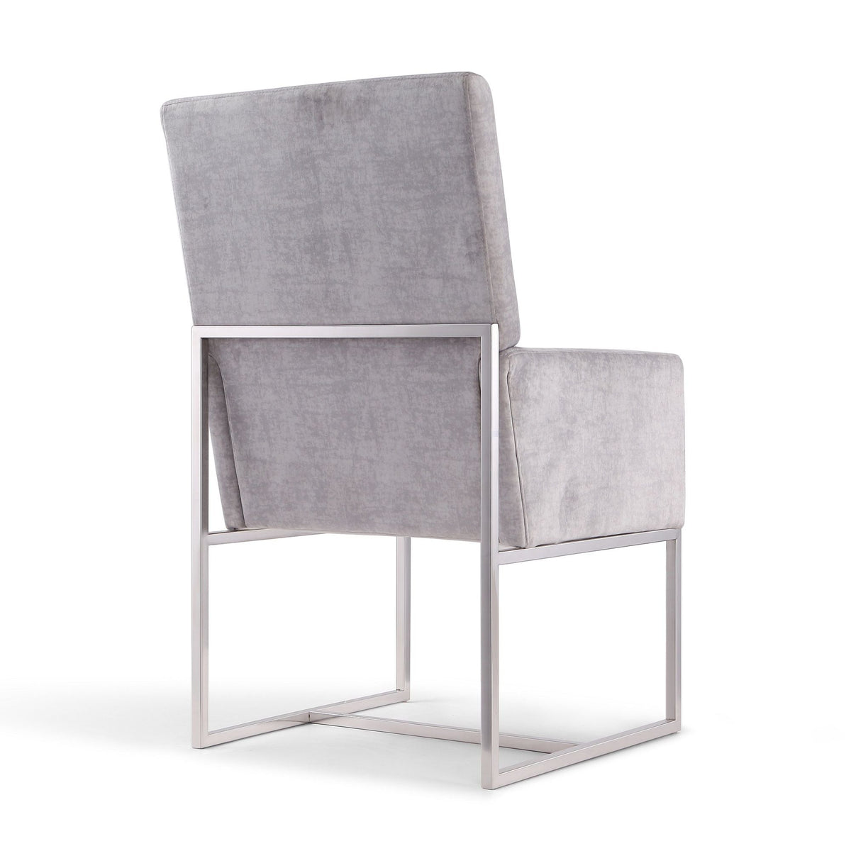 Element Dining Arm Chair grey velvet upholstery with chrome metal frame on Tampa Home & Garden Store