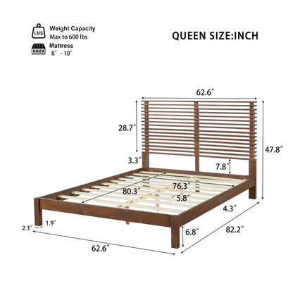 Queen Solid Wood Platform Bed in a Walnut Finish