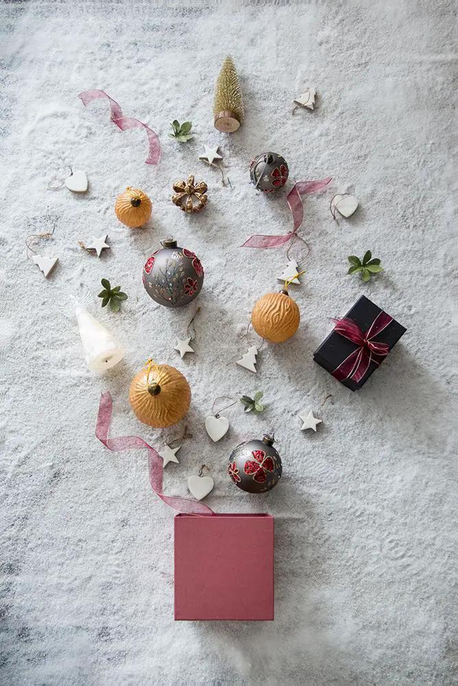 Glass hanging ball ornaments orange and gray with red accents, 5 pcs Unique Piece Furniture on Tampa Home & Garden Store
