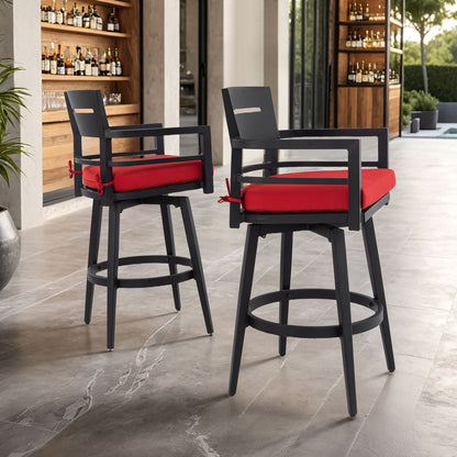 Outdoor Swivel Bar Chairs Ergonomic 360 Set of 2