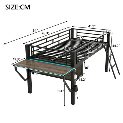 Gaming twin loft bed with desk and LED lighting in black by HouseOfZazla on Tampa Home & Garden Store