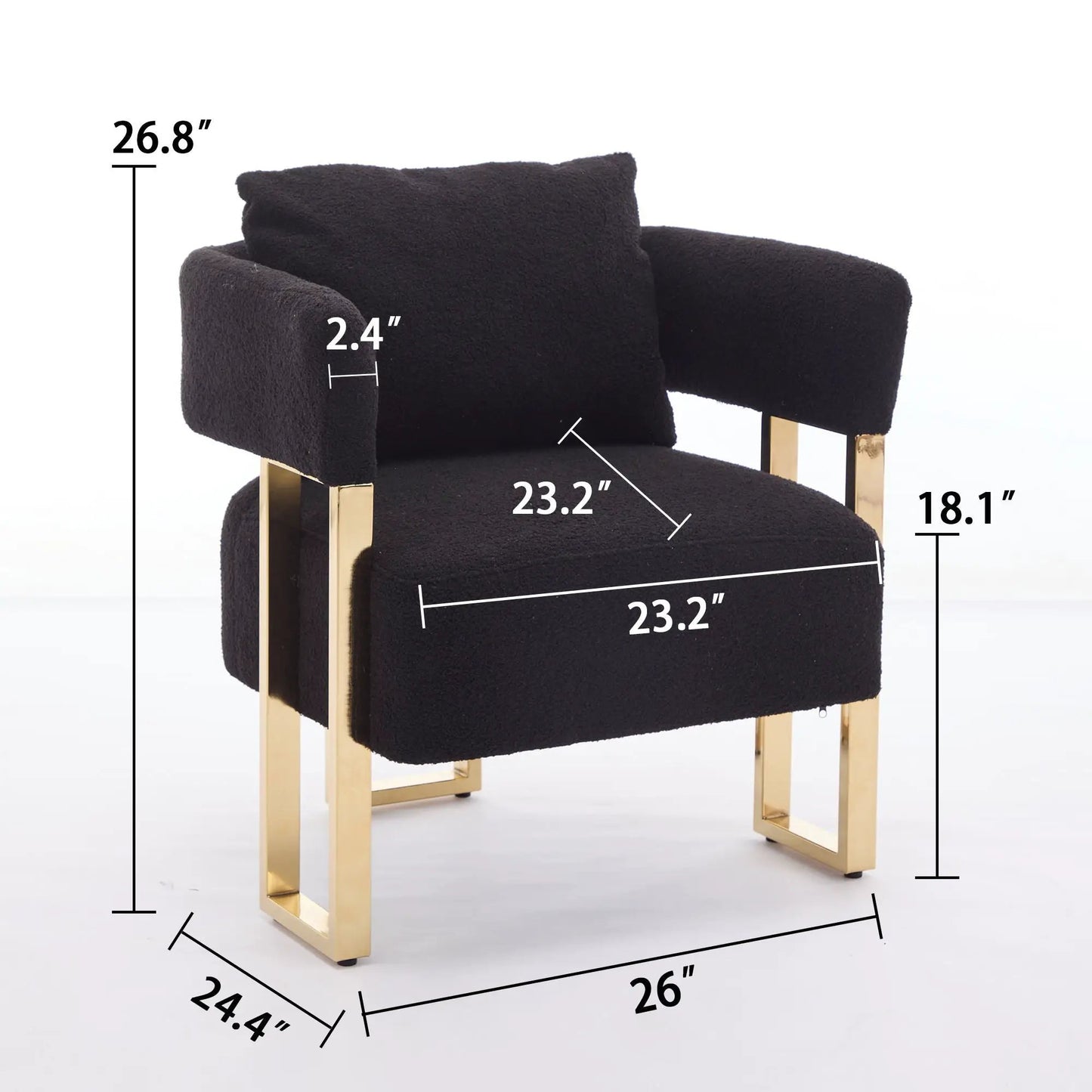 Modern teddy fleece chair with black upholstery and gold metal legs Unique Piece Furniture on Tampa Home & Garden Store