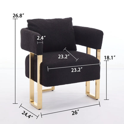 Modern teddy fleece chair with black upholstery and gold metal legs Unique Piece Furniture on Tampa Home & Garden Store