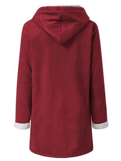Stevvex burgundy hooded long sleeve jacket back view with white cuff lining on Tampa Home & Garden Store