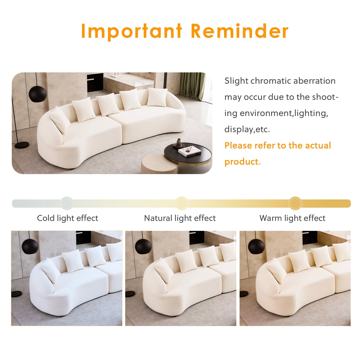 Curved Boneless Sofa Modular 110 Inch Sectional