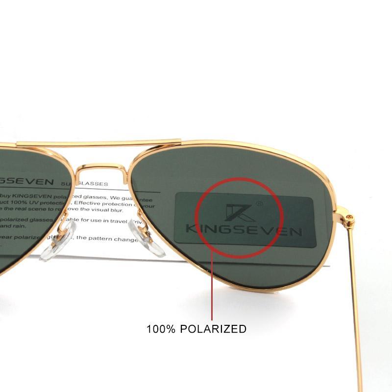Aviator sunglasses gold frame polarized lenses with KINGSEVEN label on Tampa Home & Garden Store